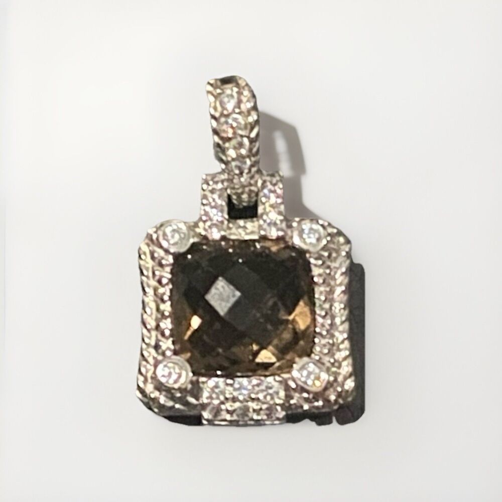 Judith Ripka Sterling Silver Smoky Quartz Diamonique Pendant Enhancer